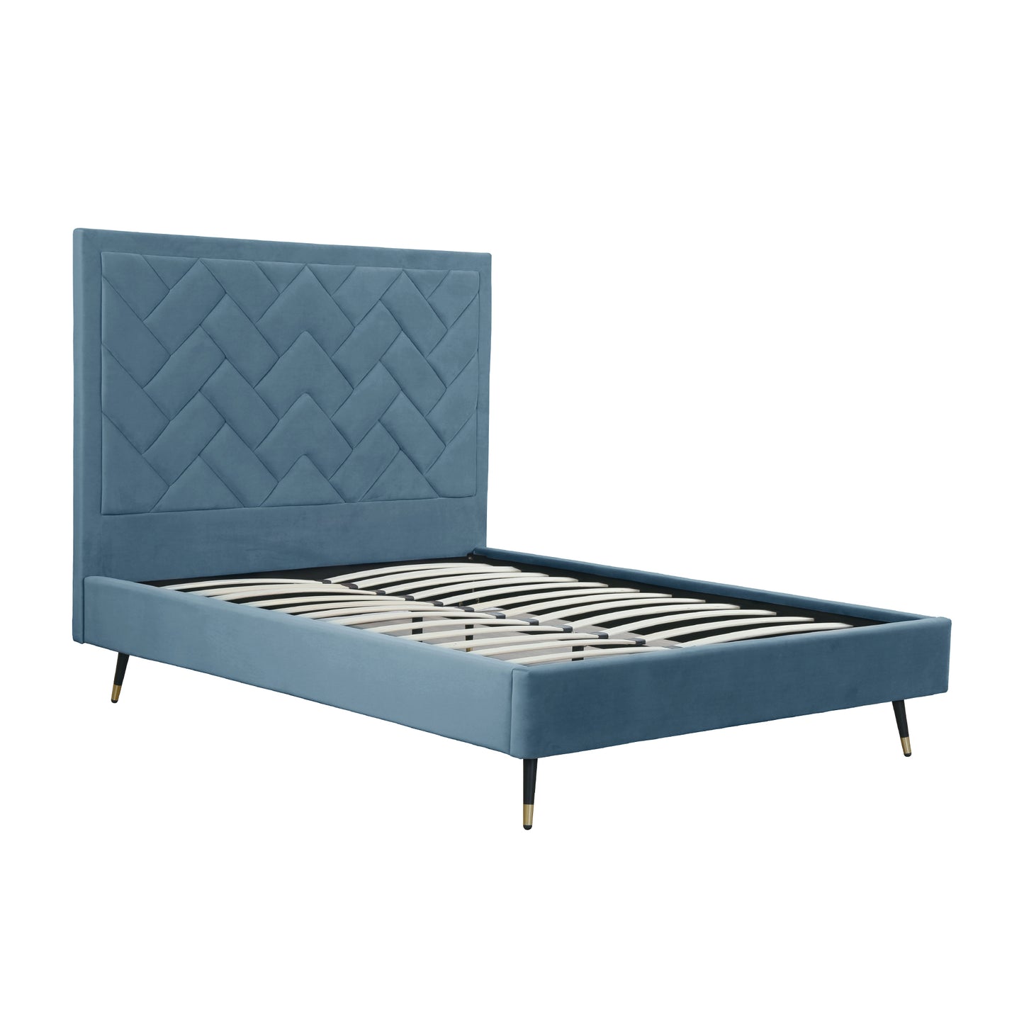 Crosby Modern Upholstered Velvet Queen Bed in Blue BD009-QN-BL