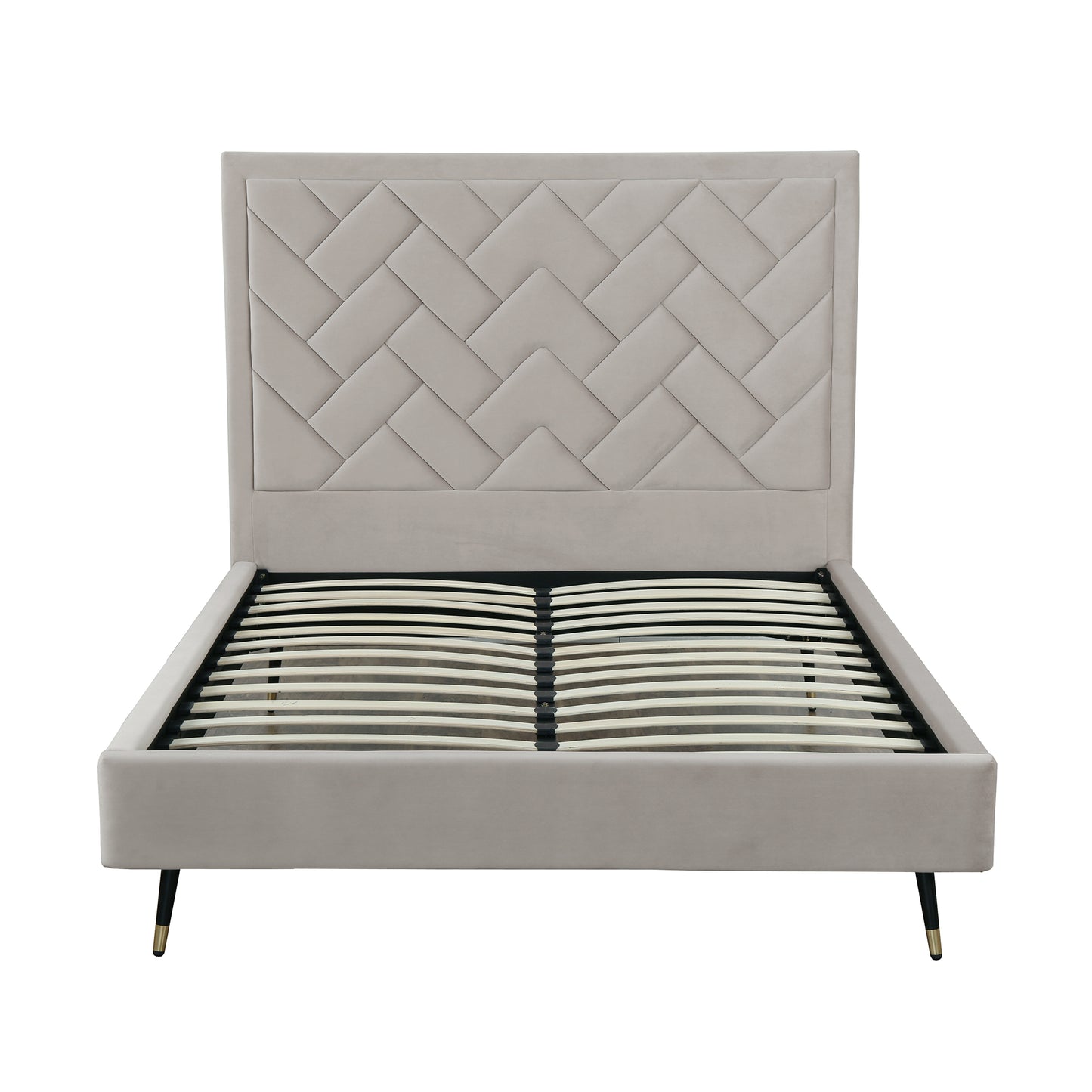 Crosby Modern Upholstered Velvet Queen Bed in Greige BD009-QN-GE