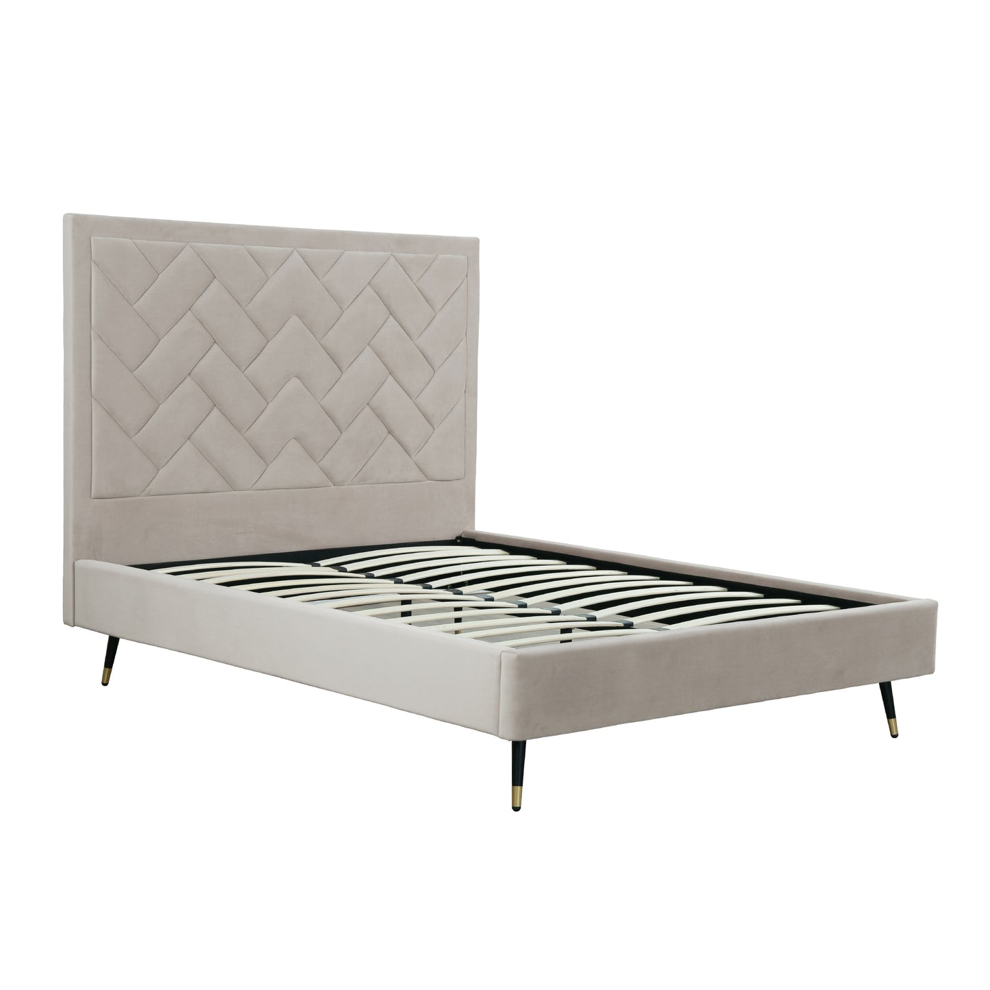 Crosby Modern Upholstered Velvet Queen Bed in Greige BD009-QN-GE
