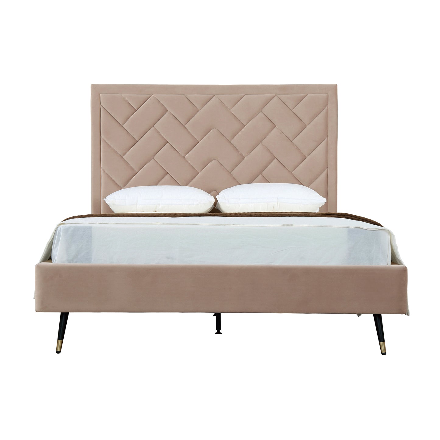 Crosby Modern Upholstered Velvet Queen Bed in Nude BD009-QN-ND