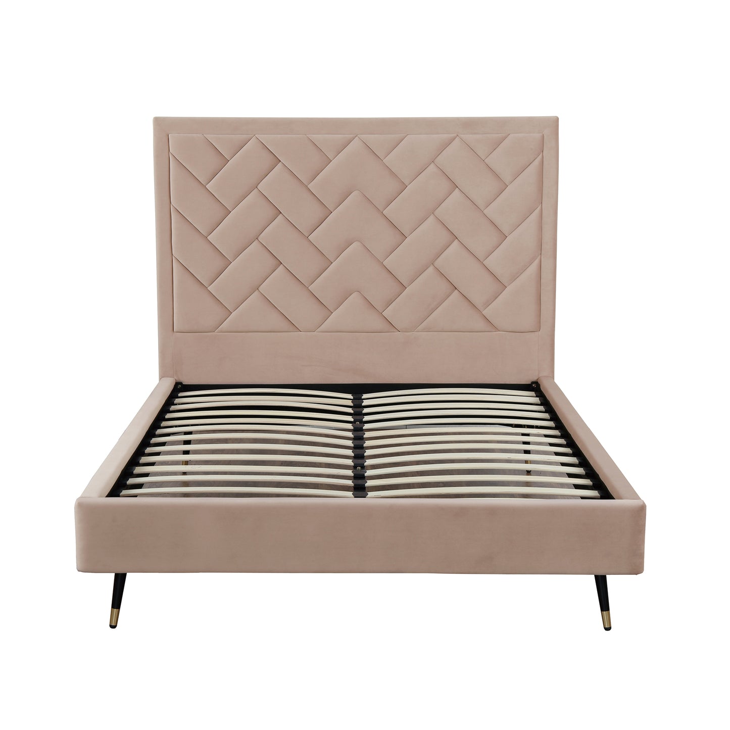 Crosby Modern Upholstered Velvet Queen Bed in Nude BD009-QN-ND