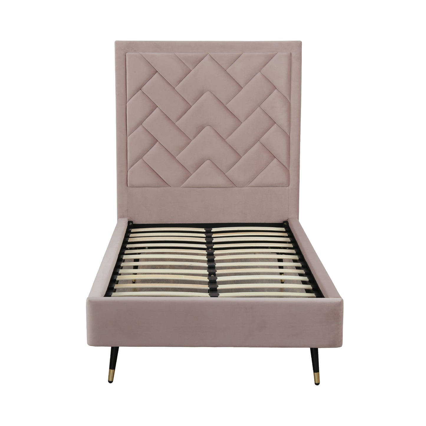Manhattan Comfort Crosby Modern Twin-Size Upholstered Velvet Bedframe and Headboard in Blush BD009-TW-BH