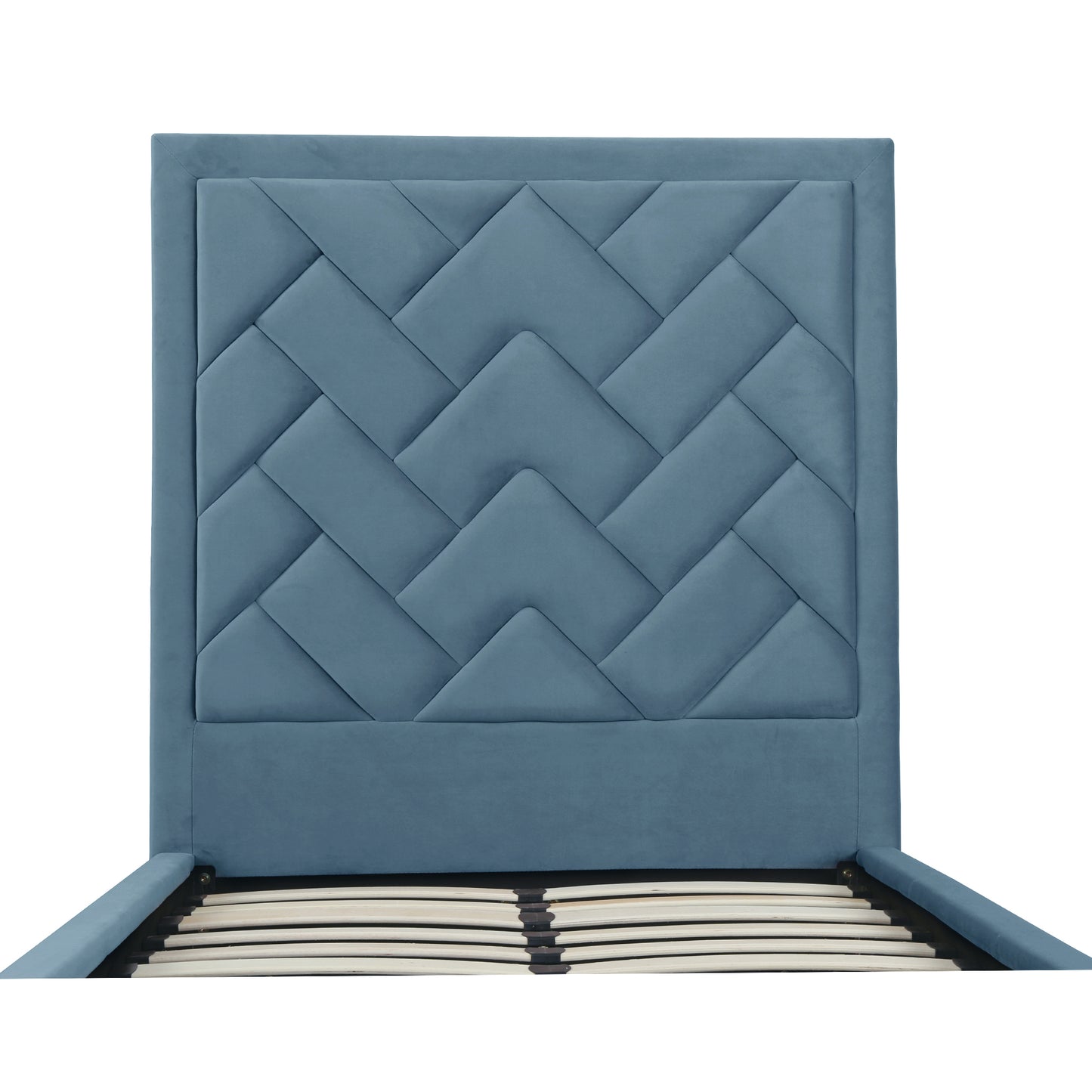 Manhattan Comfort Crosby Modern Twin-Size Upholstered Velvet Bedframe and Headboard in Blue BD009-TW-BL