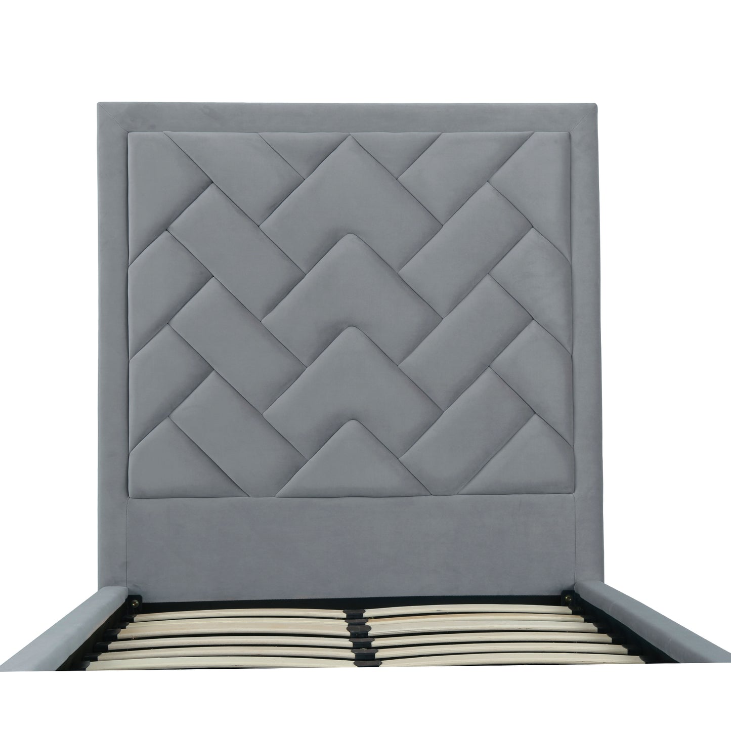 Manhattan Comfort Crosby Modern Twin-Size Upholstered Velvet Bedframe and Headboard in Grey BD009-TW-GY