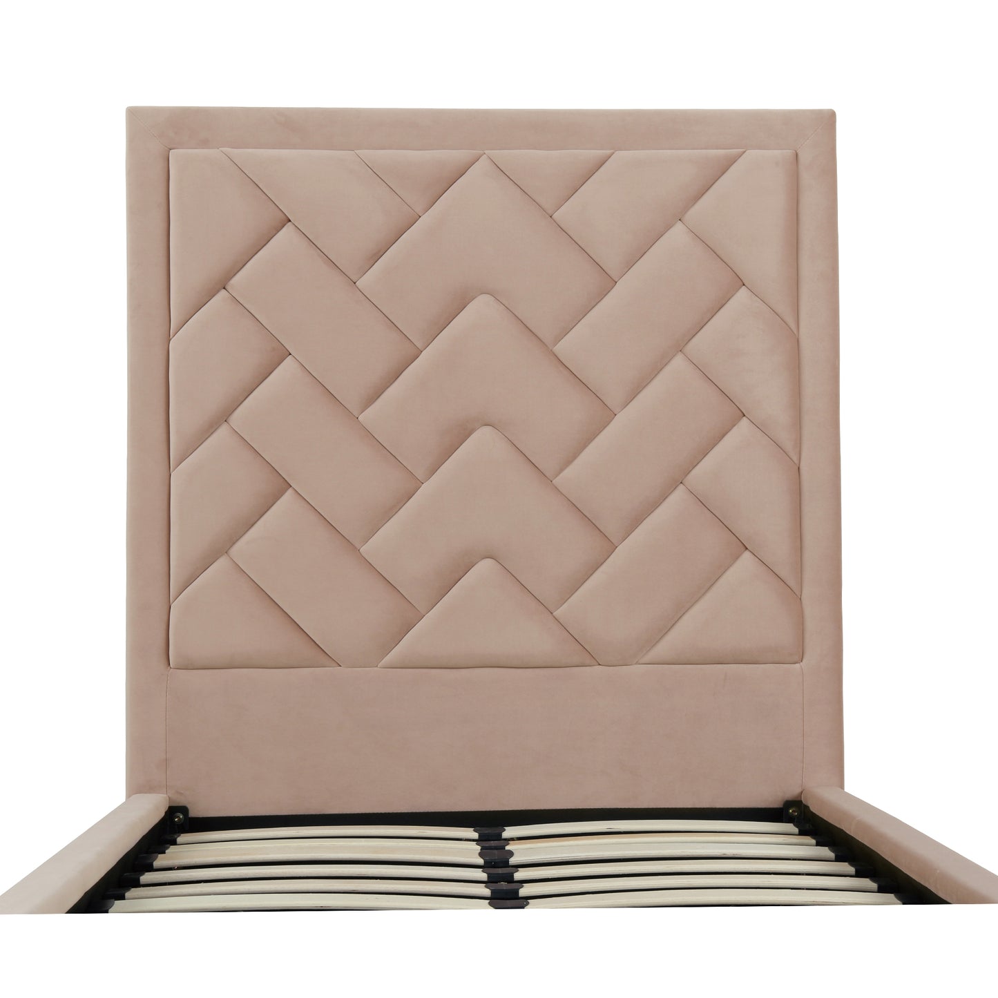 Manhattan Comfort Crosby Modern Twin-Size Upholstered Velvet Bedframe and Headboard in Nude BD009-TW-ND