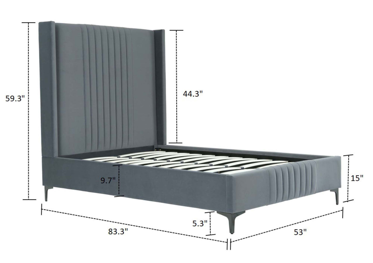 Manhattan Comfort Promenade Mid-Century Modern Velvet Upholstered Bed