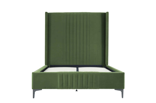 Manhattan Comfort Promenade Mid-Century Modern Velvet Upholstered 48" Bed in Moss Green BD010-48-MG