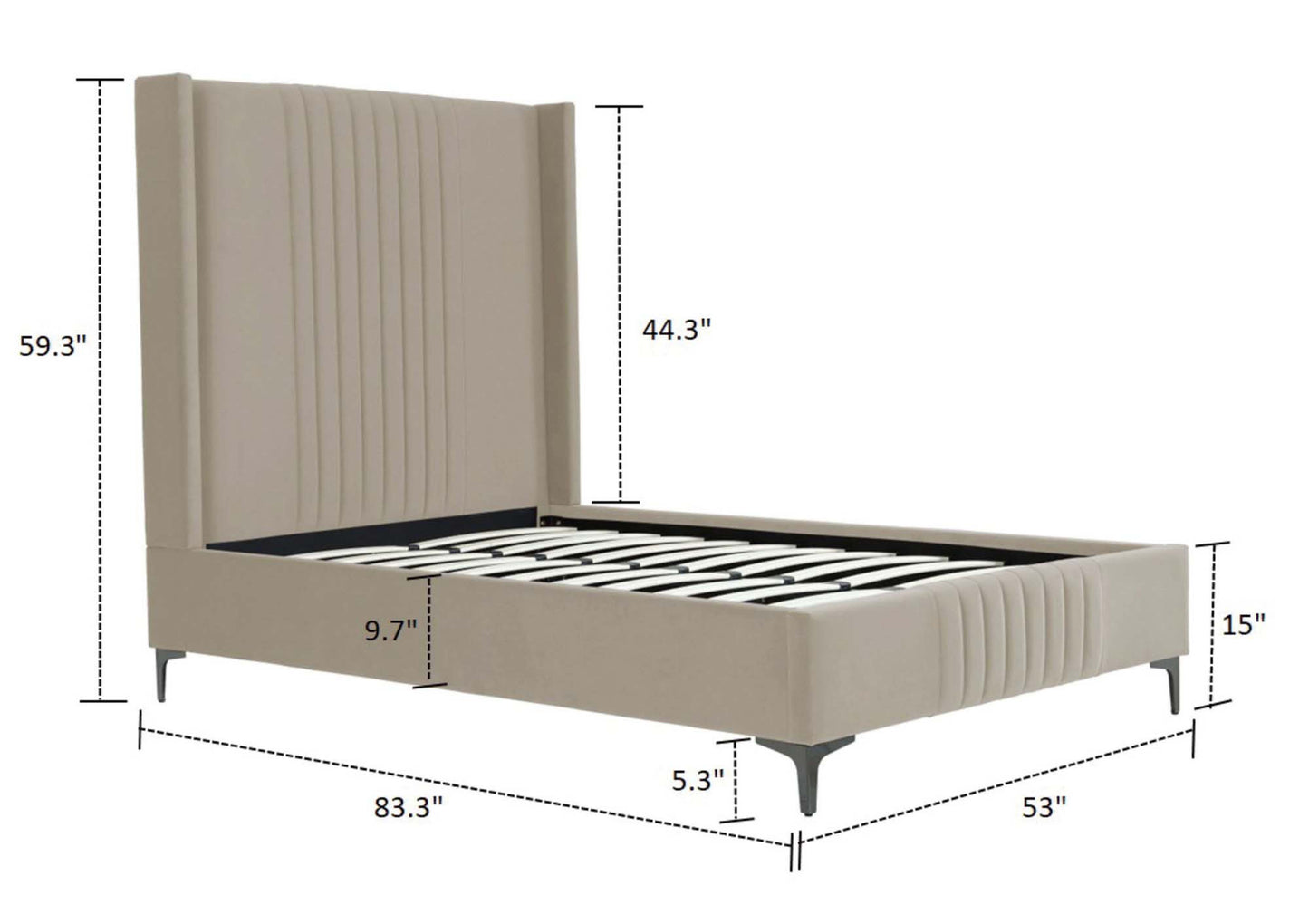 Manhattan Comfort Promenade Mid-Century Modern Velvet Upholstered Bed