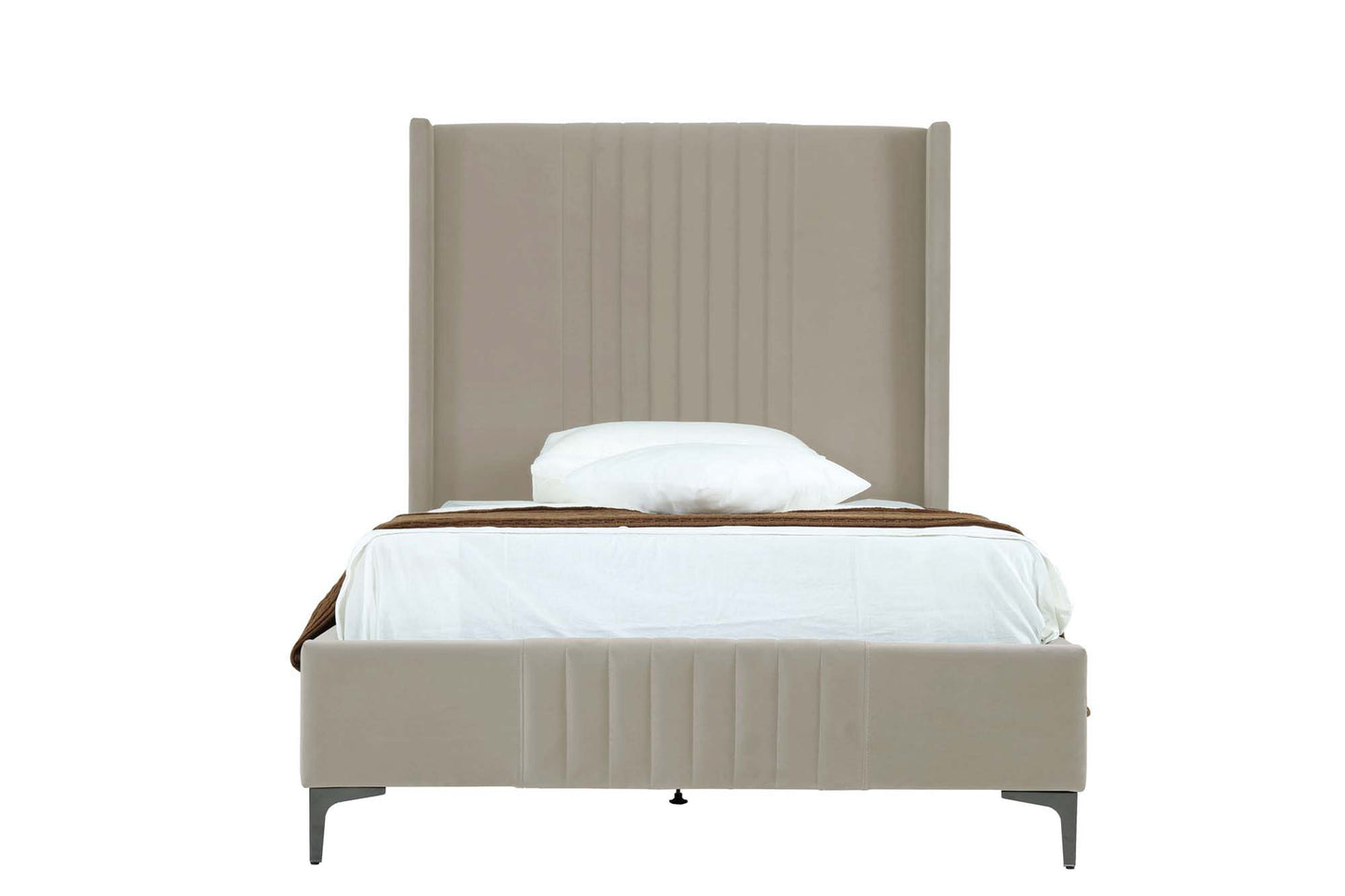 Manhattan Comfort Promenade Mid-Century Modern Velvet Upholstered Bed
