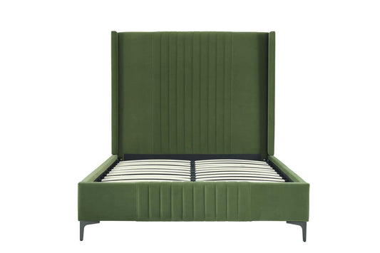 Manhattan Comfort Promenade Mid-Century Modern Velvet Upholstered Full- Size Bed in Moss Green BD010-FL-MG
