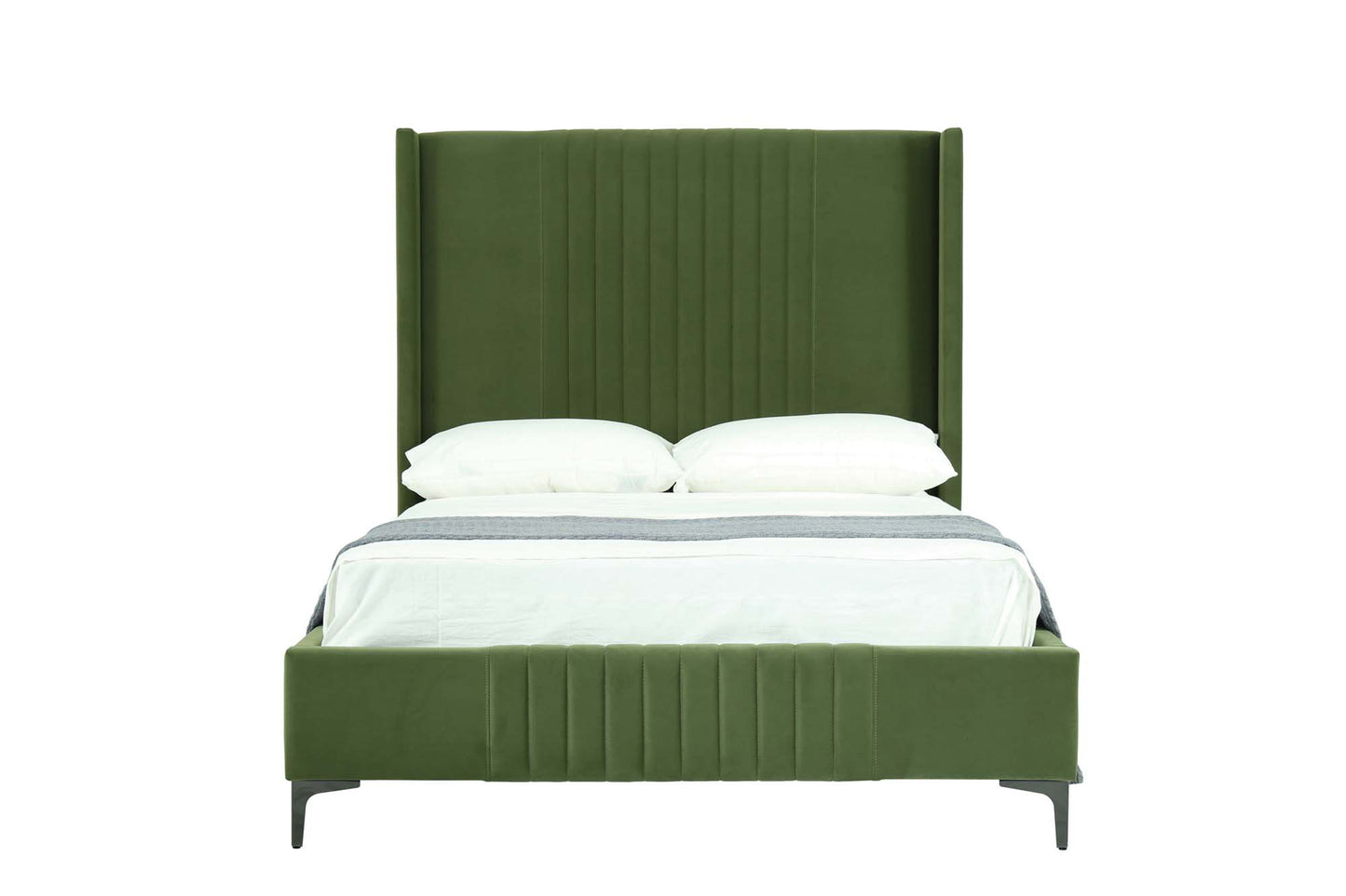 Manhattan Comfort Promenade Mid-Century Modern Velvet Upholstered Bed