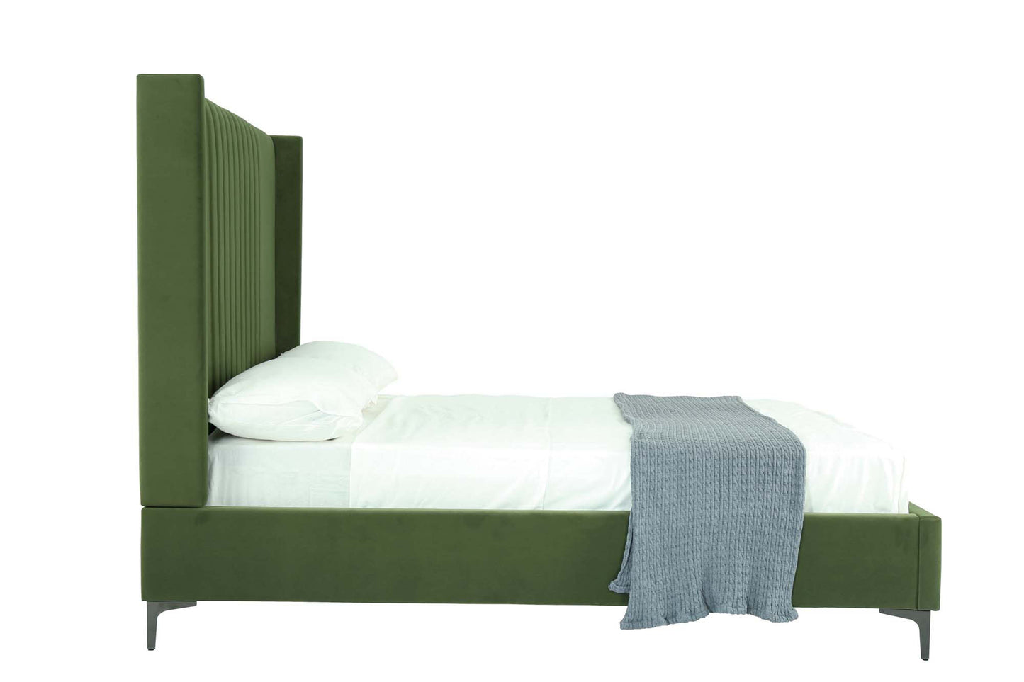 Manhattan Comfort Promenade Mid-Century Modern Velvet Upholstered Bed