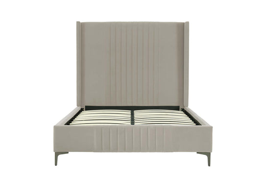 Manhattan Comfort Promenade Mid-Century Modern Velvet Upholstered Full- Size Bed in Rustic Taupe BD010-FL-RT