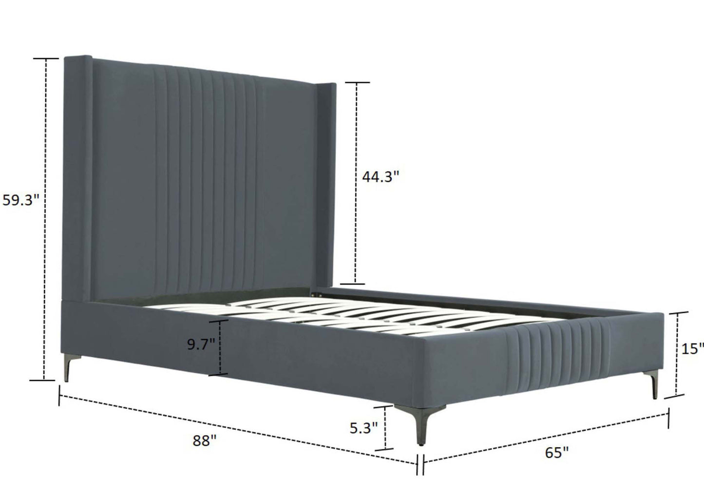 Manhattan Comfort Promenade Mid-Century Modern Velvet Upholstered Bed