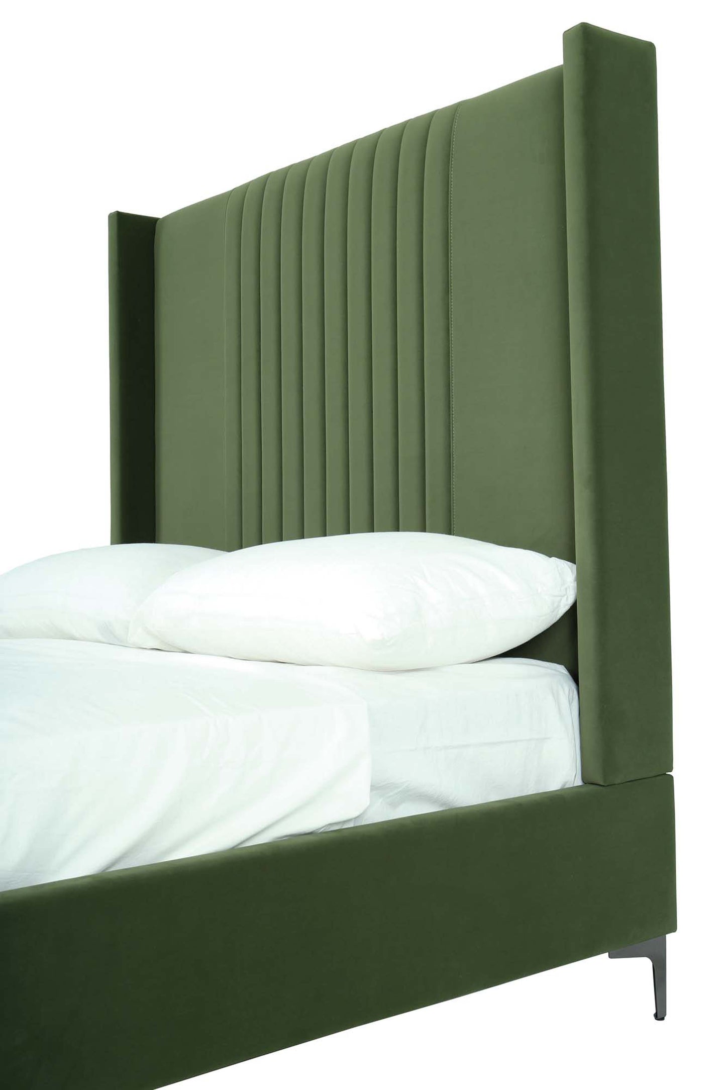 Manhattan Comfort Promenade Mid-Century Modern Velvet Upholstered Queen-Size Bed in Moss Green BD010-QN-MG