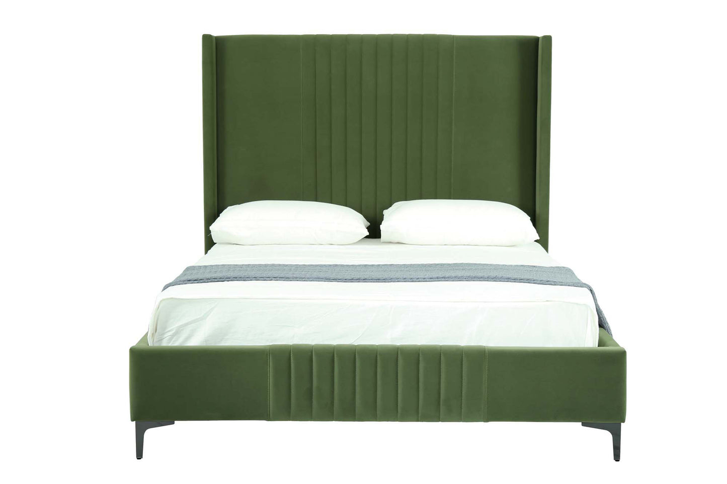 Manhattan Comfort Promenade Mid-Century Modern Velvet Upholstered Bed