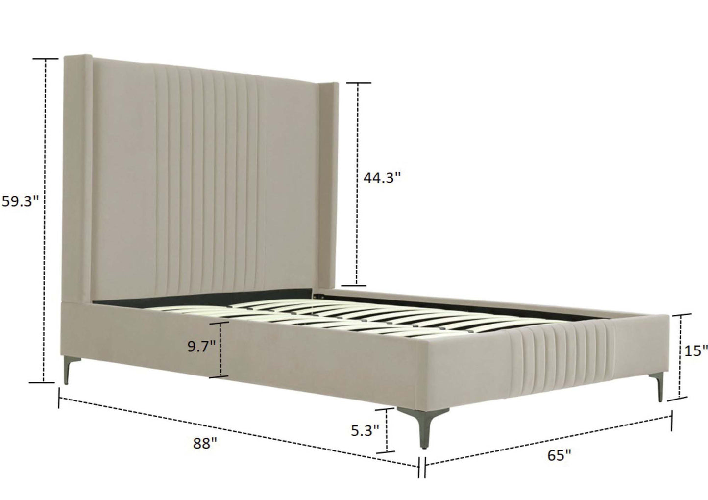 Manhattan Comfort Promenade Mid-Century Modern Velvet Upholstered Bed