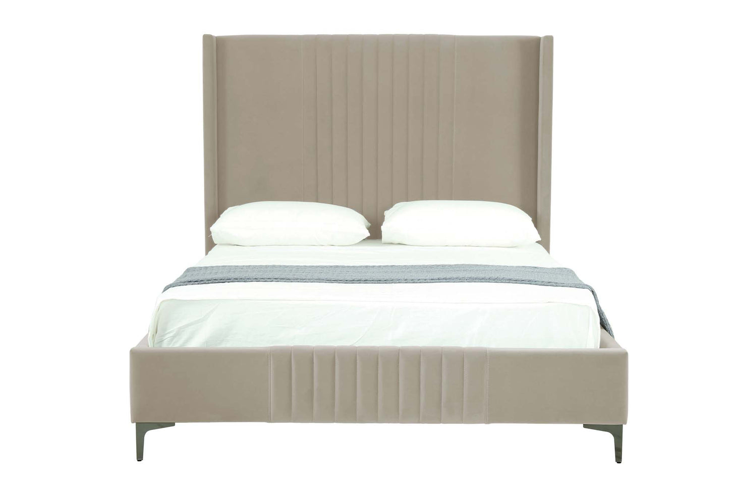 Manhattan Comfort Promenade Mid-Century Modern Velvet Upholstered Bed
