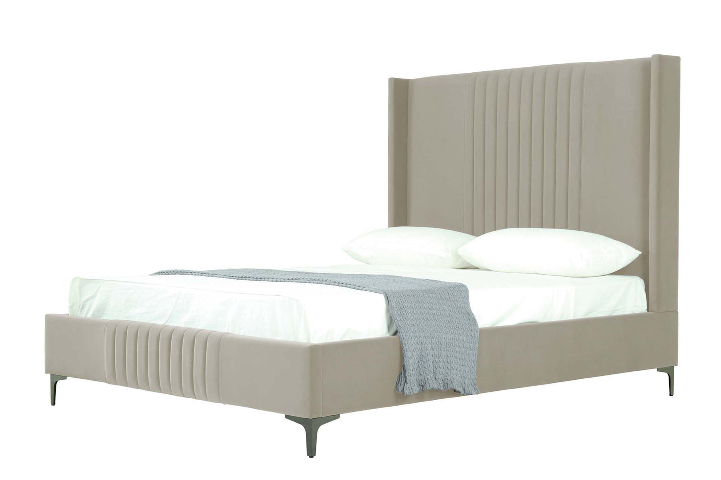 Manhattan Comfort Promenade Mid-Century Modern Velvet Upholstered Bed