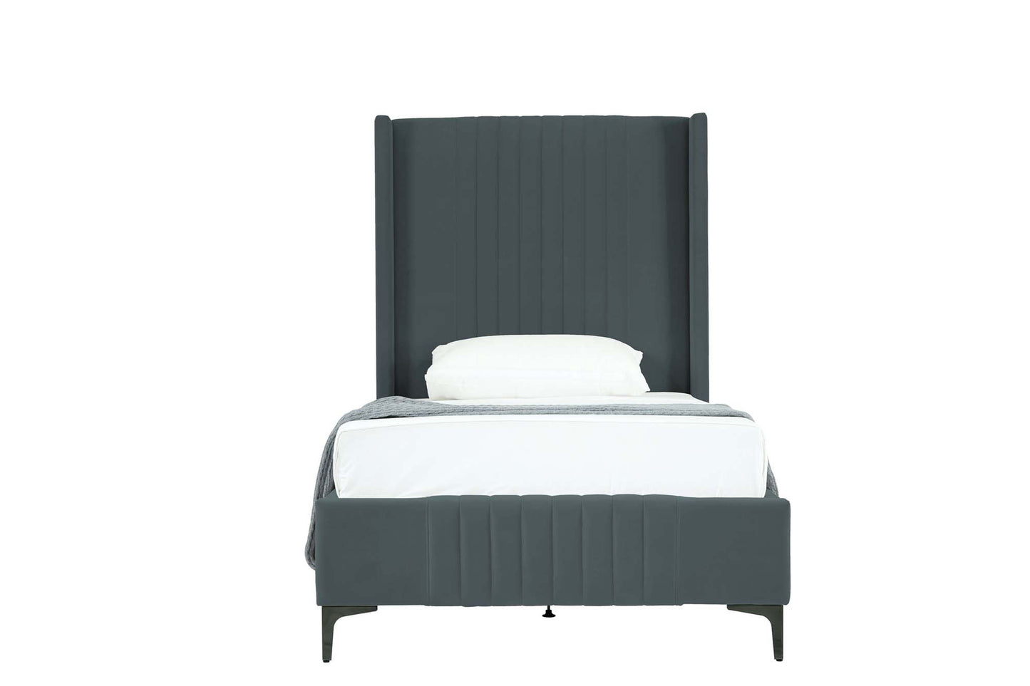 Manhattan Comfort Promenade Mid-Century Modern Velvet Upholstered Bed