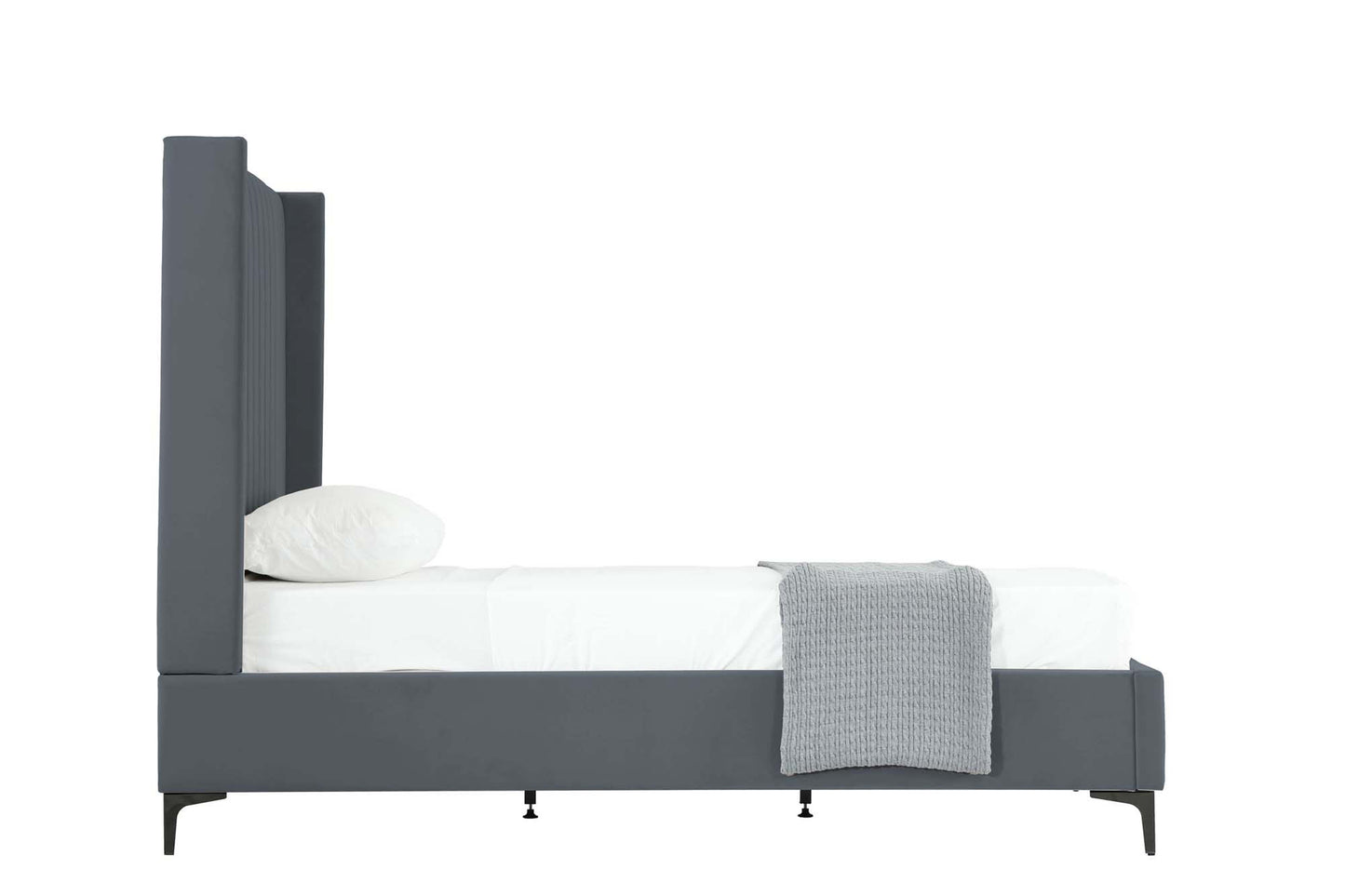 Manhattan Comfort Promenade Mid-Century Modern Velvet Upholstered Bed