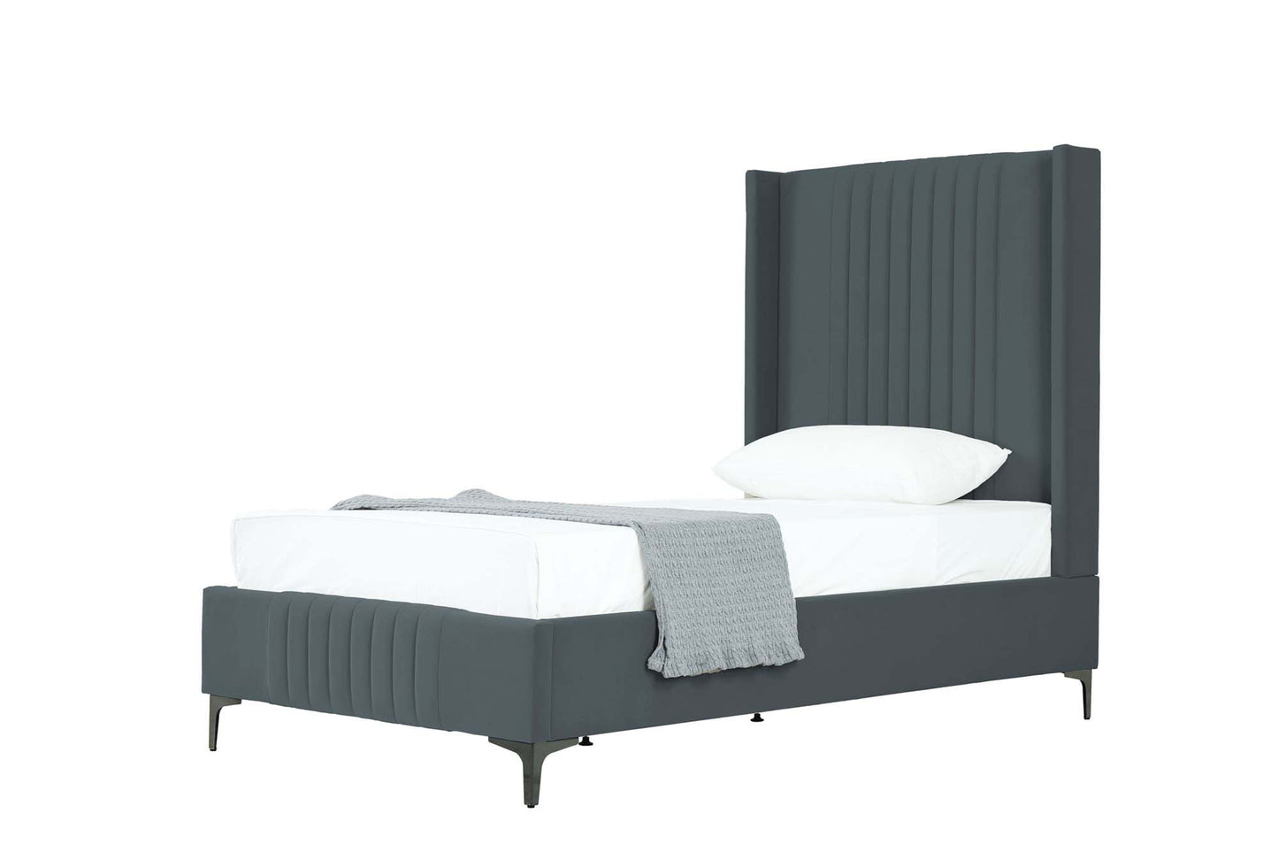 Manhattan Comfort Promenade Mid-Century Modern Velvet Upholstered Bed