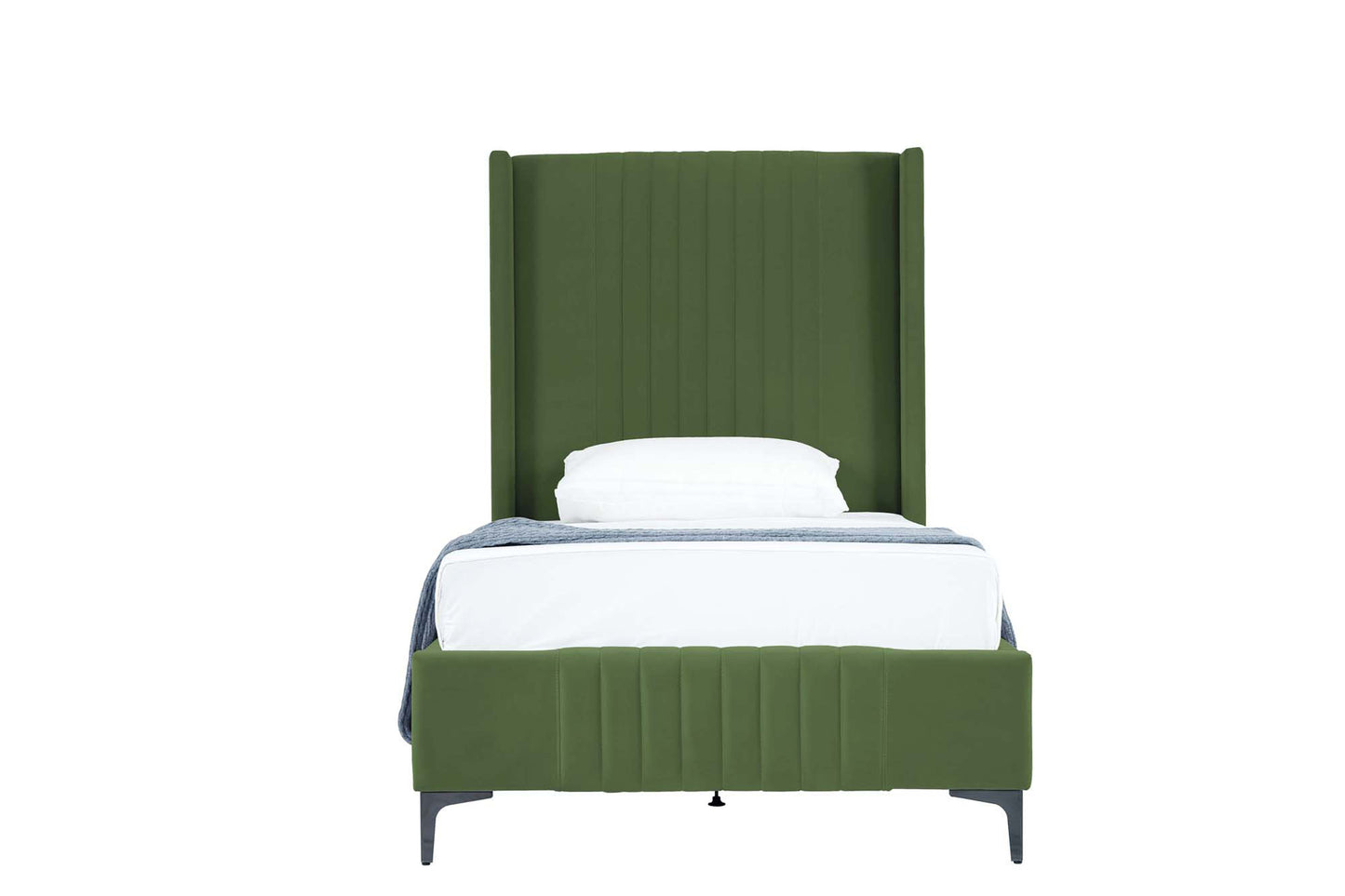 Manhattan Comfort Promenade Mid-Century Modern Velvet Upholstered Bed