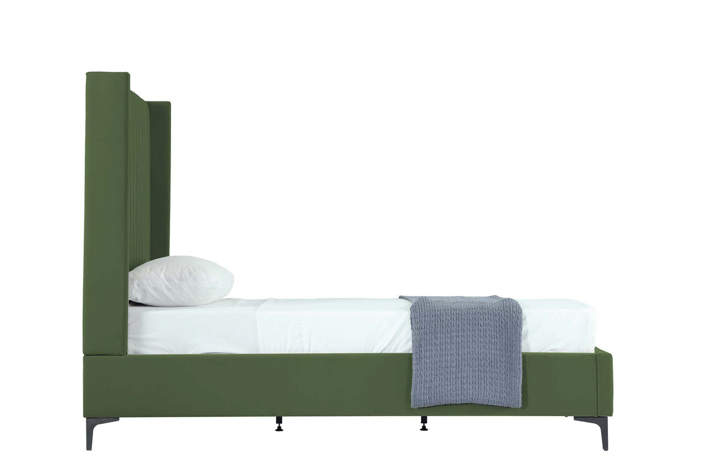 Manhattan Comfort Promenade Mid-Century Modern Velvet Upholstered Bed