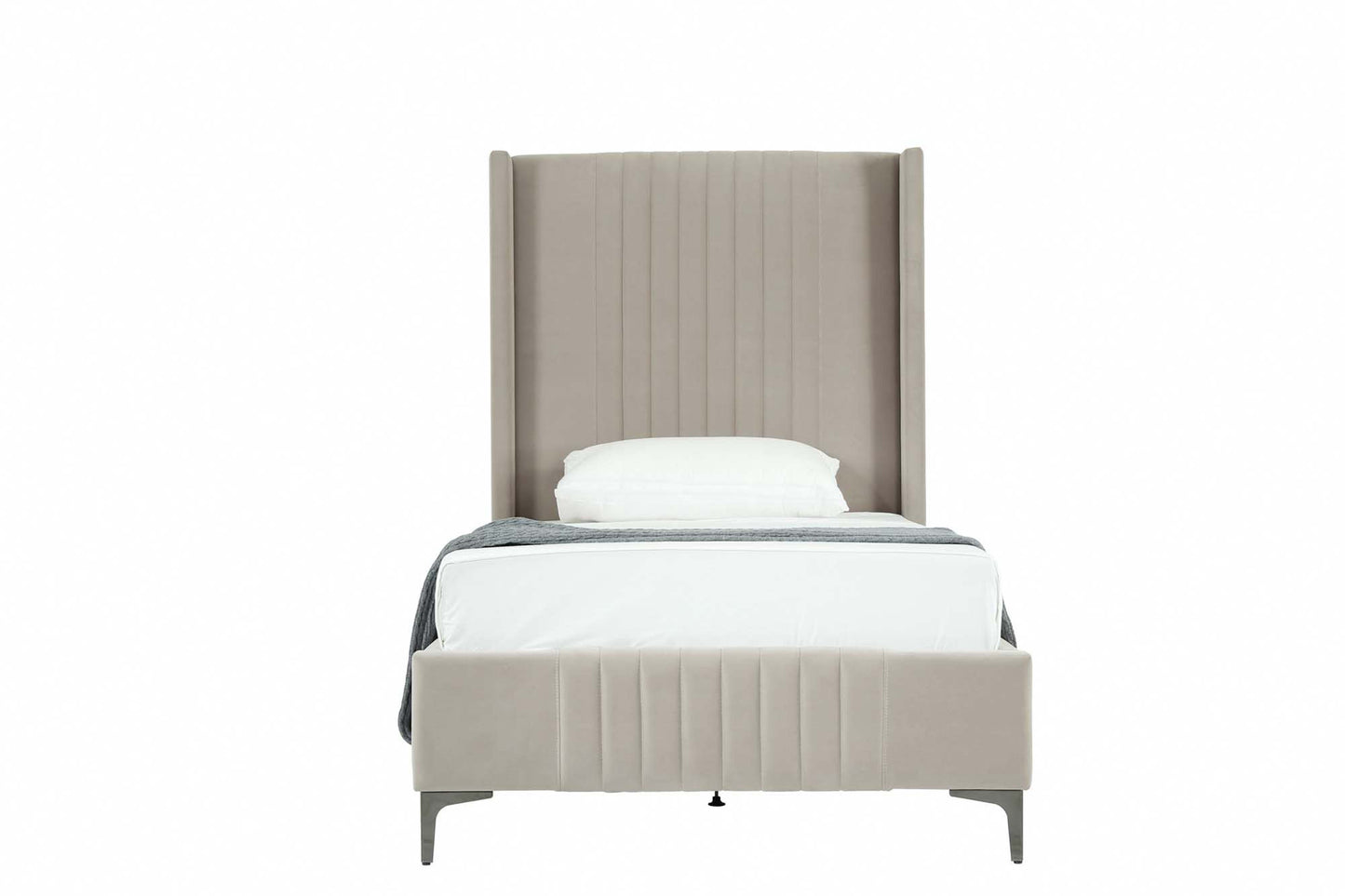 Manhattan Comfort Promenade Mid-Century Modern Velvet Upholstered Bed