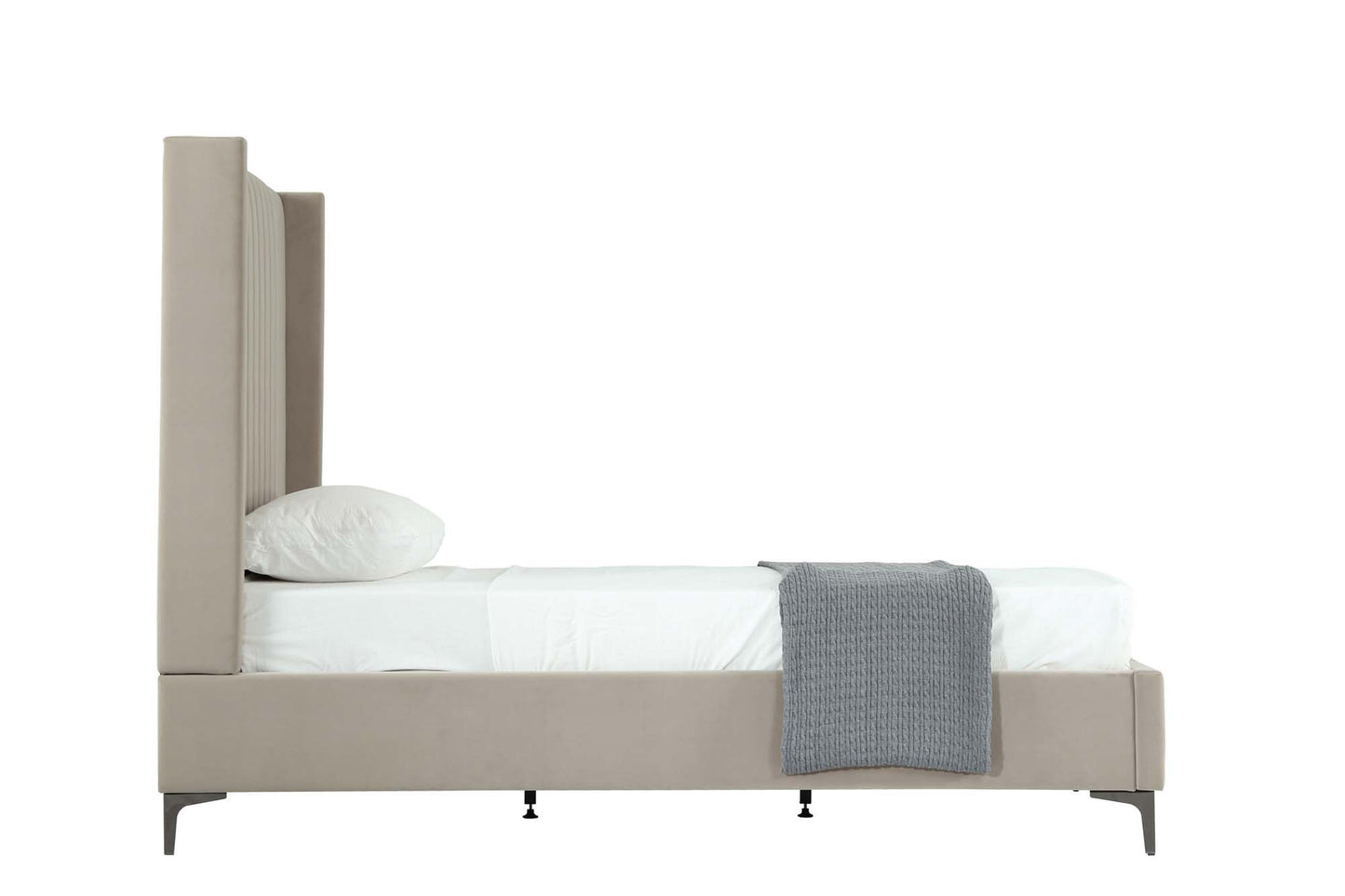 Manhattan Comfort Promenade Mid-Century Modern Velvet Upholstered Bed