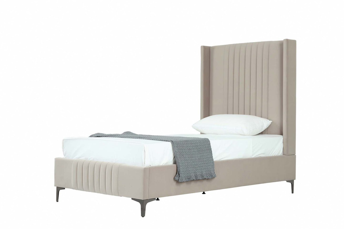 Manhattan Comfort Promenade Mid-Century Modern Velvet Upholstered Bed
