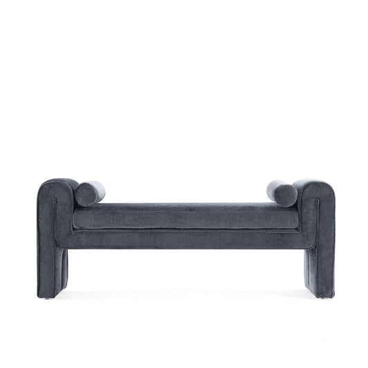 Concord Modern Glam Chenille Accent Bench in Black BE001-BK
