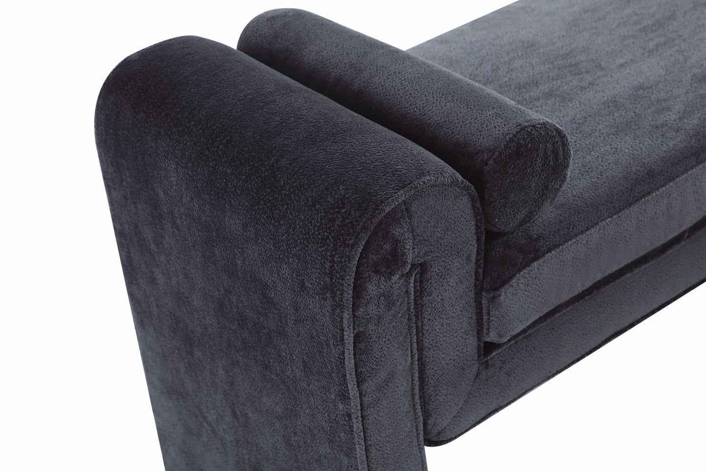Concord Modern Glam Chenille Accent Bench in Black BE001-BK