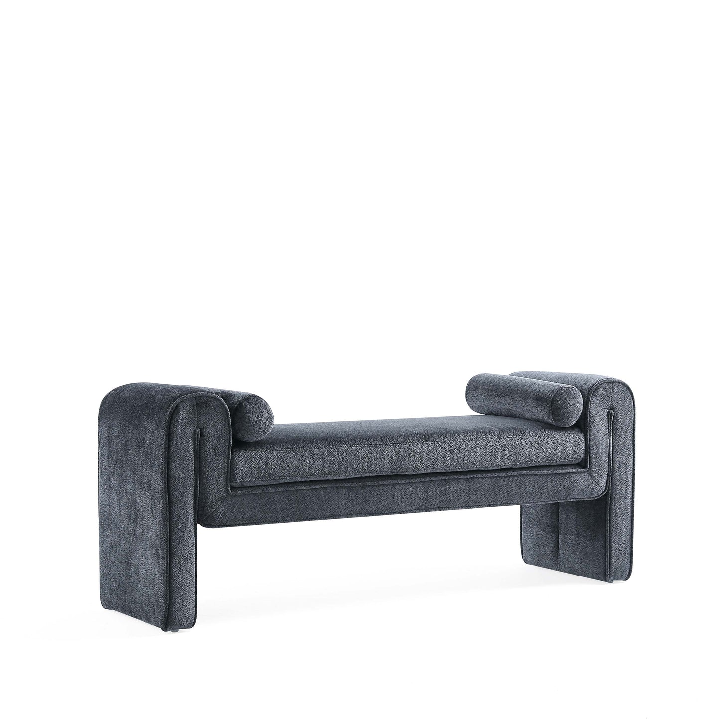 Concord Modern Glam Chenille Accent Bench in Black BE001-BK