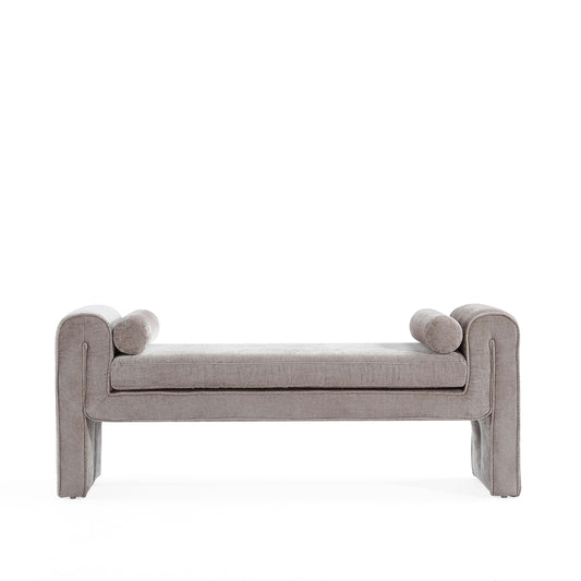 Concord Modern Glam Chenille Accent Bench in Dove BE001-DO