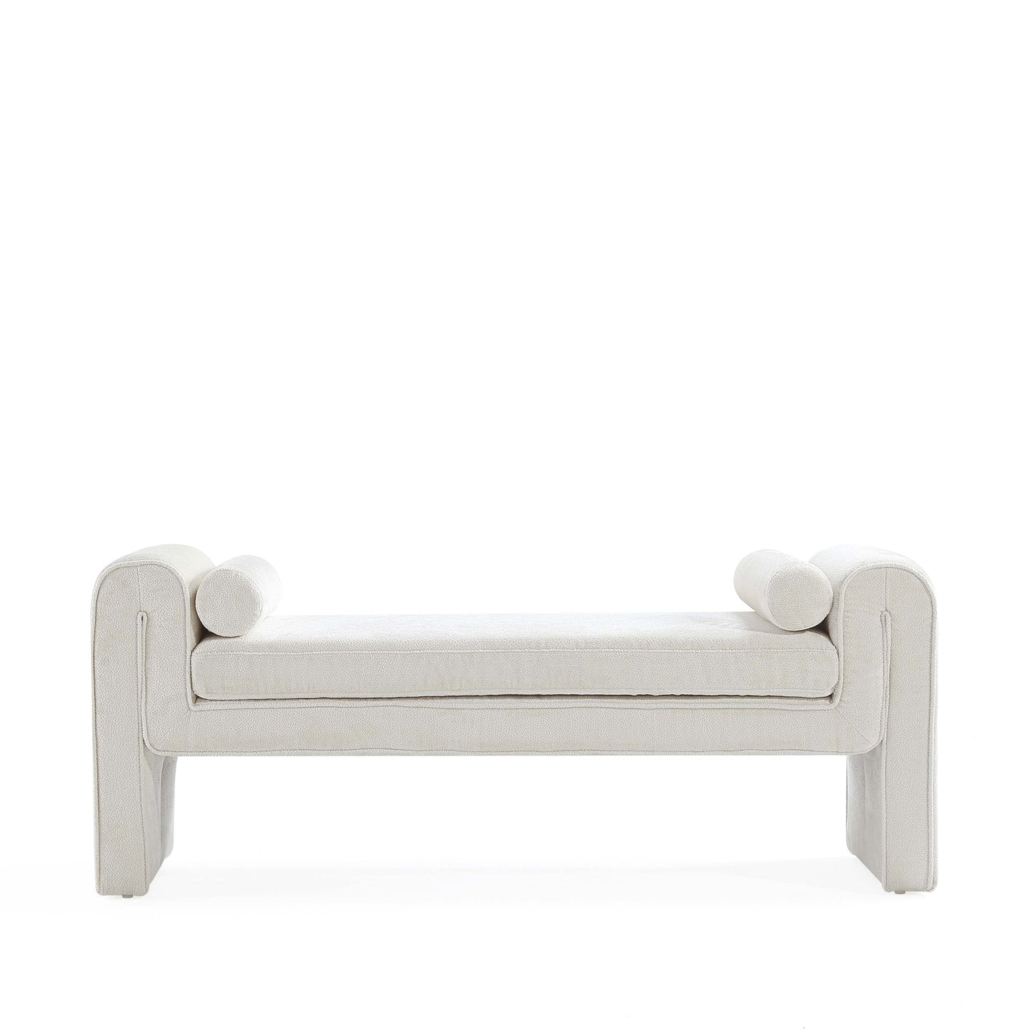 Concord Modern Glam Chenille Accent Bench in Ivory BE001-IV