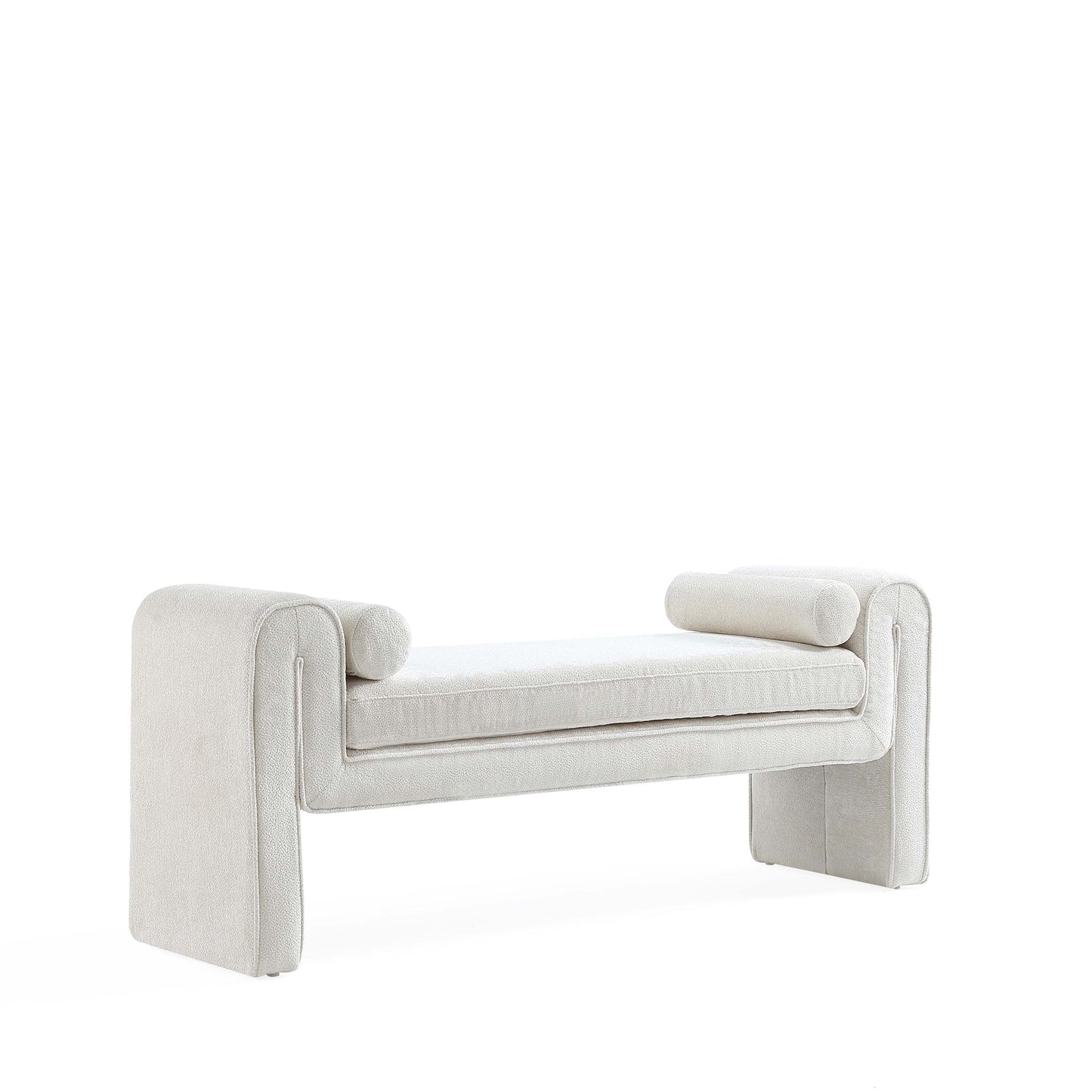 Concord Modern Glam Chenille Accent Bench in Ivory BE001-IV