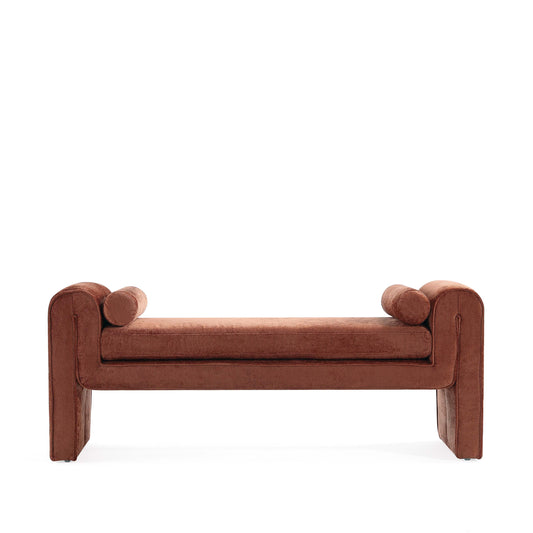 Concord Modern Glam Chenille Accent Bench in Terracotta BE001-TR