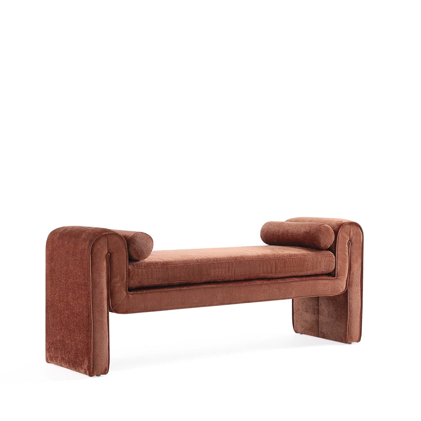 Concord Modern Glam Chenille Accent Bench in Terracotta BE001-TR