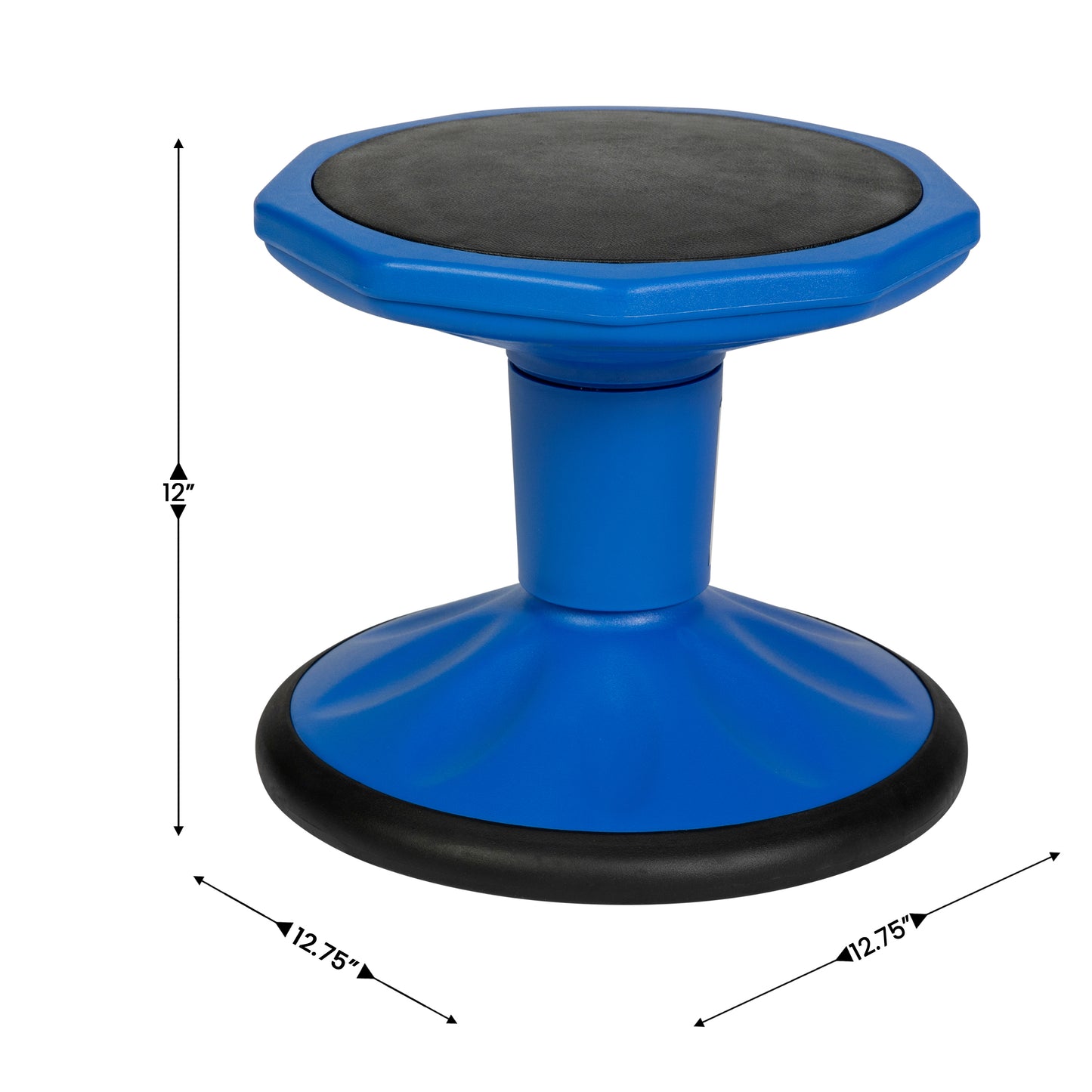 Lucas Fixed Height Kids Flexible Active Stool for Classroom and Home with Non-Skid Bottom in Blue, 12" Seat Height Blue