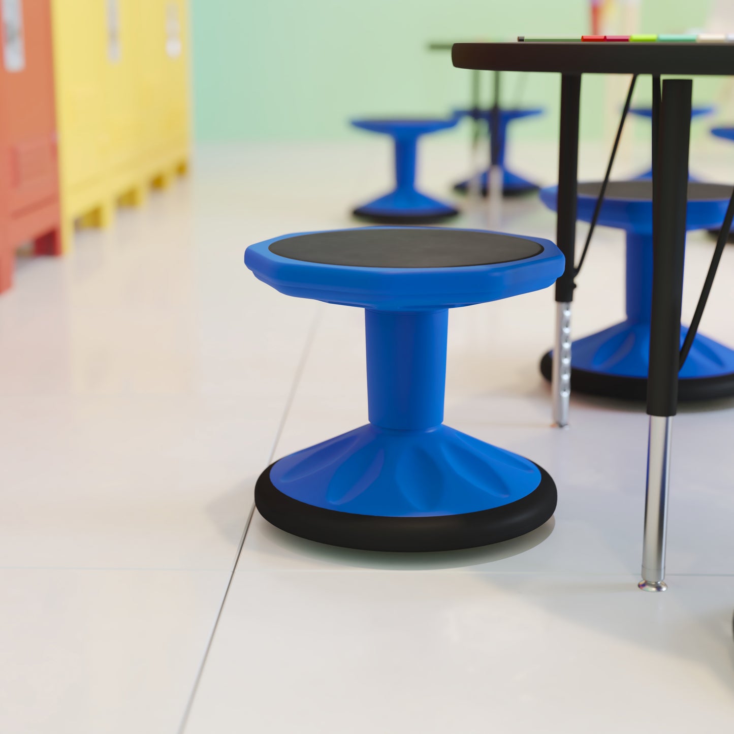 Lucas Fixed Height Kids Flexible Active Stool for Classroom and Home with Non-Skid Bottom in Blue, 12" Seat Height Blue
