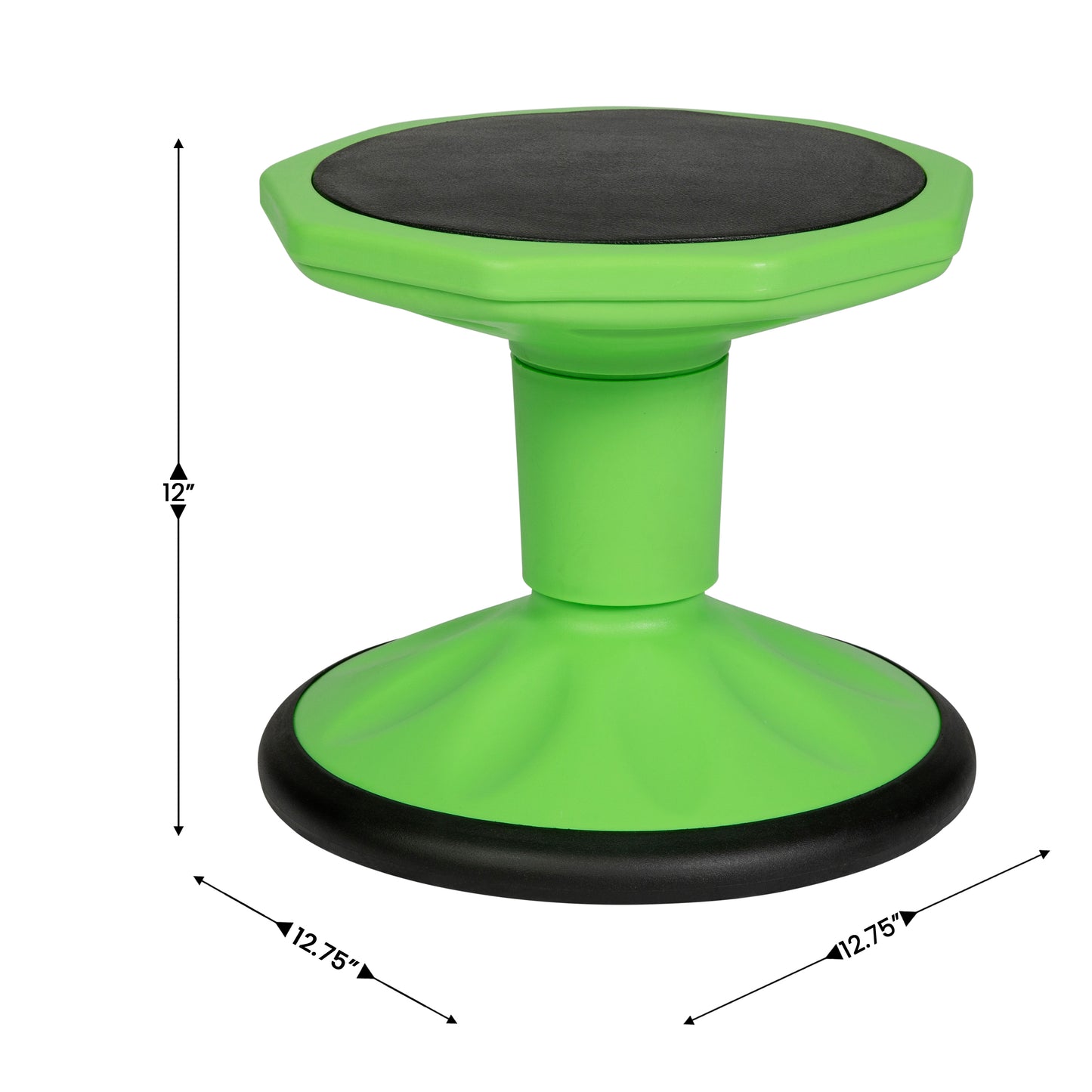 Lucas Fixed Height Kids Flexible Active Stool for Classroom and Home with Non-Skid Bottom in Green, 12" Seat Height Green