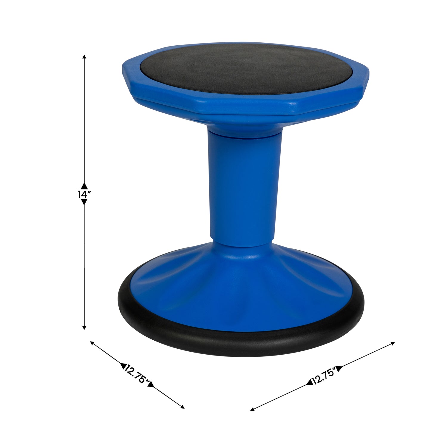 Lucas Fixed Height Kids Flexible Active Stool for Classroom and Home with Non-Skid Bottom in Blue, 14" Seat Height Blue