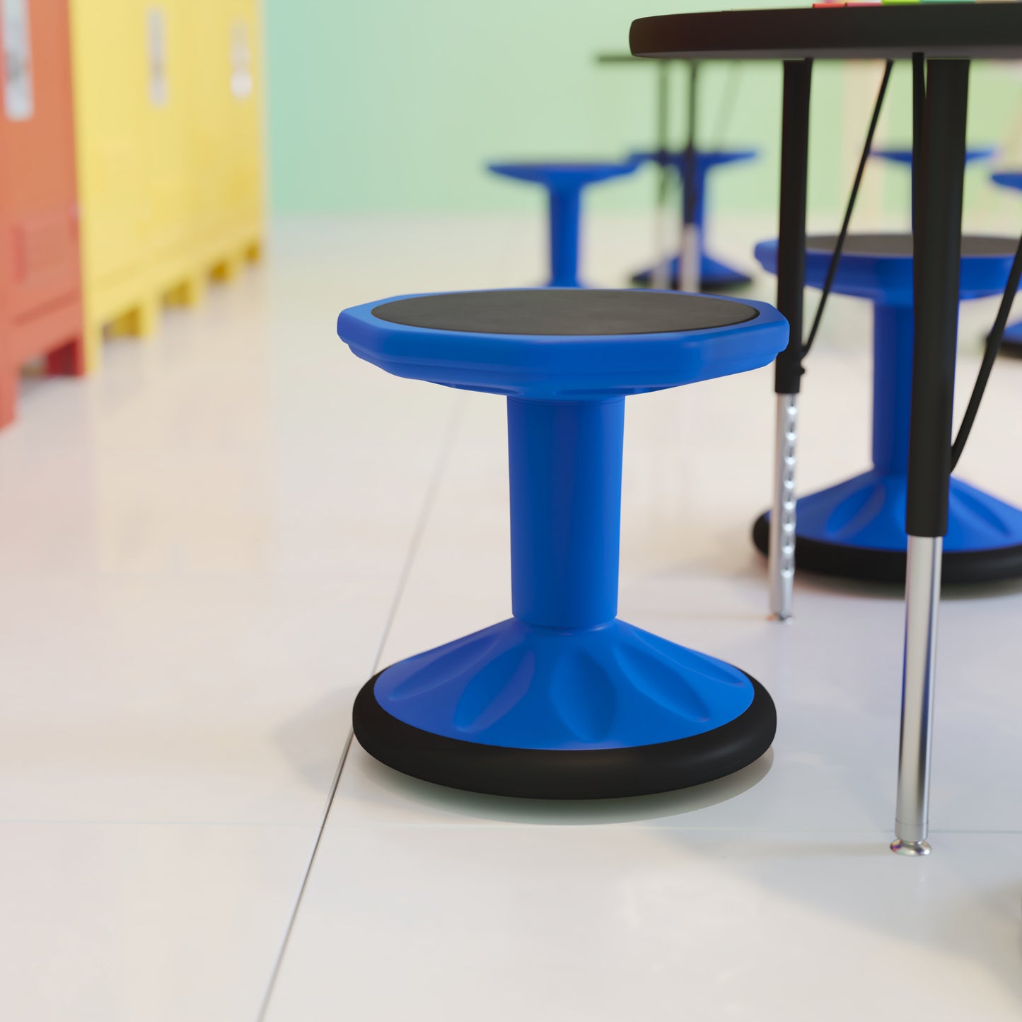 Lucas Fixed Height Kids Flexible Active Stool for Classroom and Home with Non-Skid Bottom in Blue, 14" Seat Height Blue