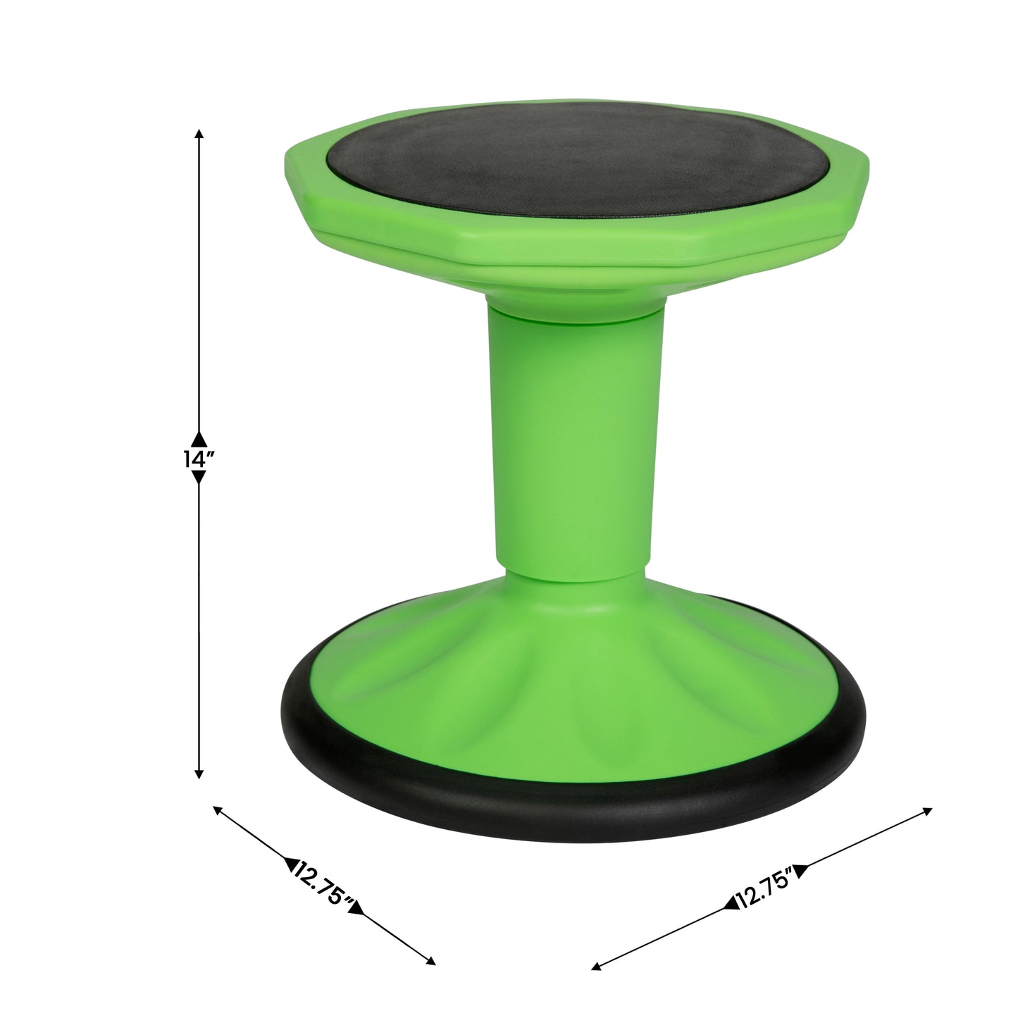 Lucas Fixed Height Kids Flexible Active Stool for Classroom and Home with Non-Skid Bottom in Green, 14" Seat Height Green