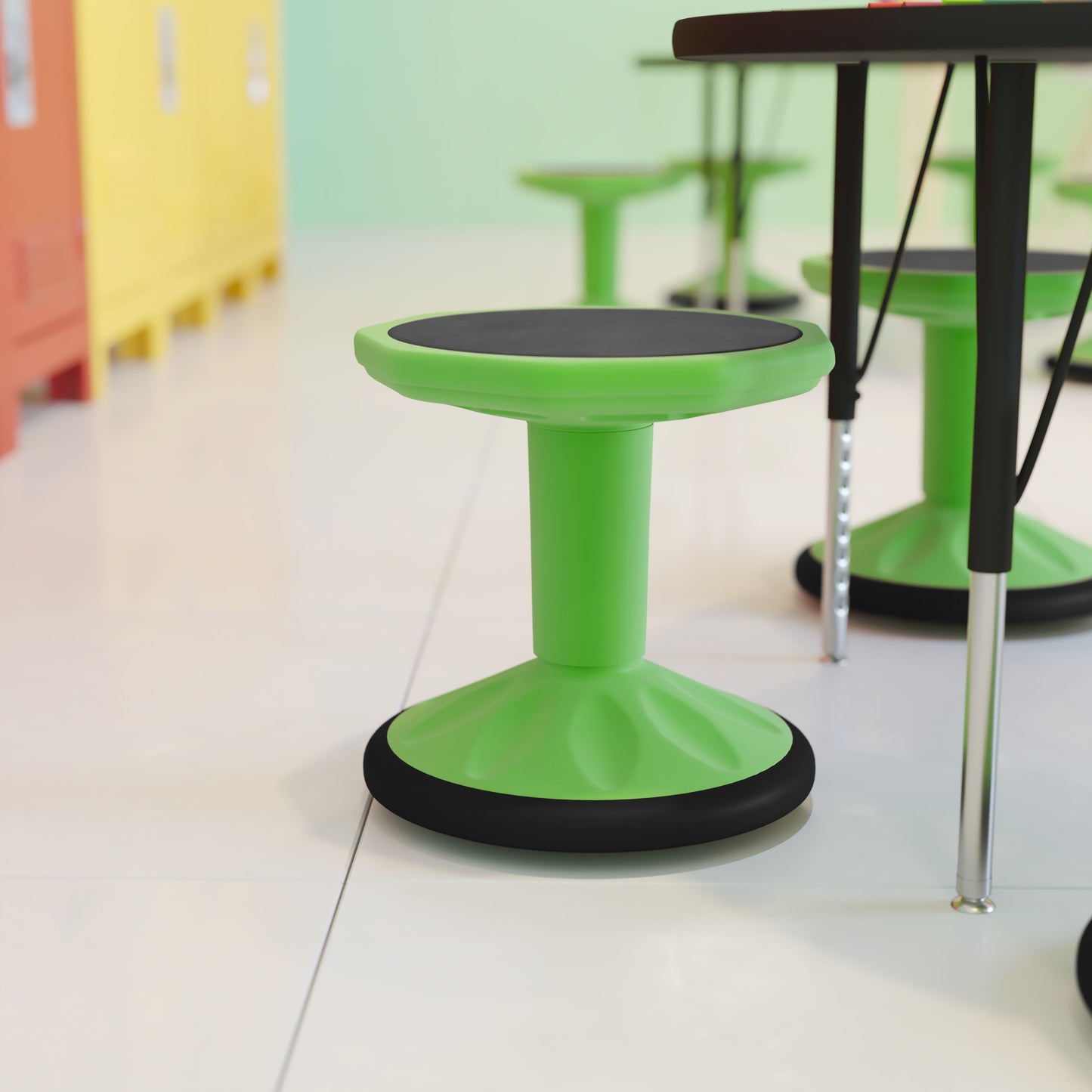 Lucas Fixed Height Kids Flexible Active Stool for Classroom and Home with Non-Skid Bottom in Green, 14" Seat Height Green