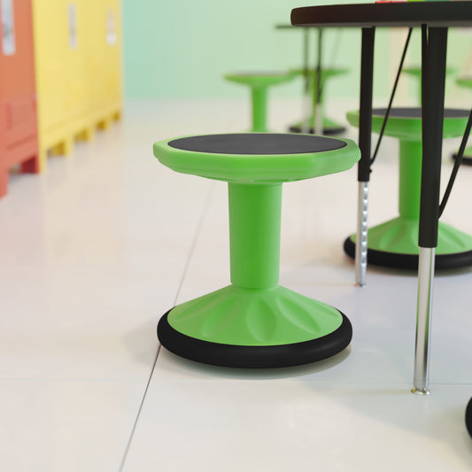 Lucas Fixed Height Kids Flexible Active Stool for Classroom and Home with Non-Skid Bottom in Green, 14" Seat Height Green