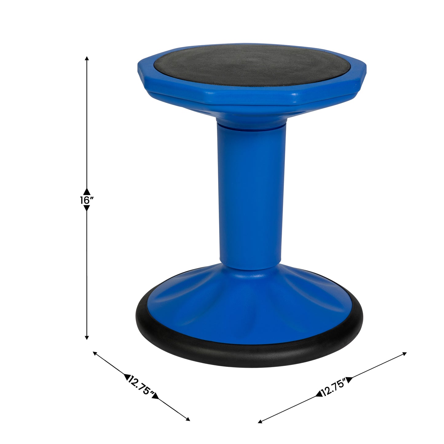 Lucas Fixed Height Kids Flexible Active Stool for Classroom and Home with Non-Skid Bottom in Blue, 16" Seat Height Blue
