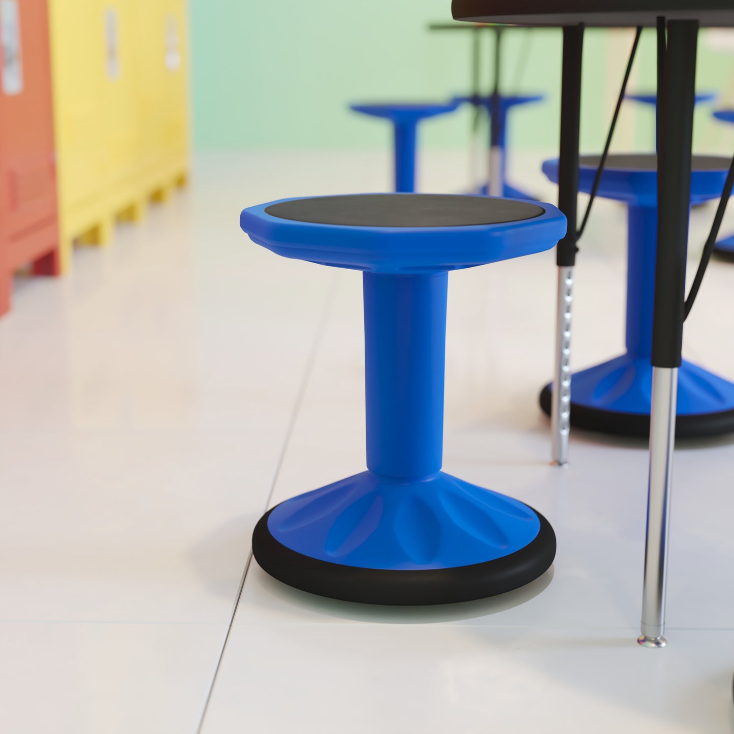 Lucas Fixed Height Kids Flexible Active Stool for Classroom and Home with Non-Skid Bottom in Blue, 16" Seat Height Blue