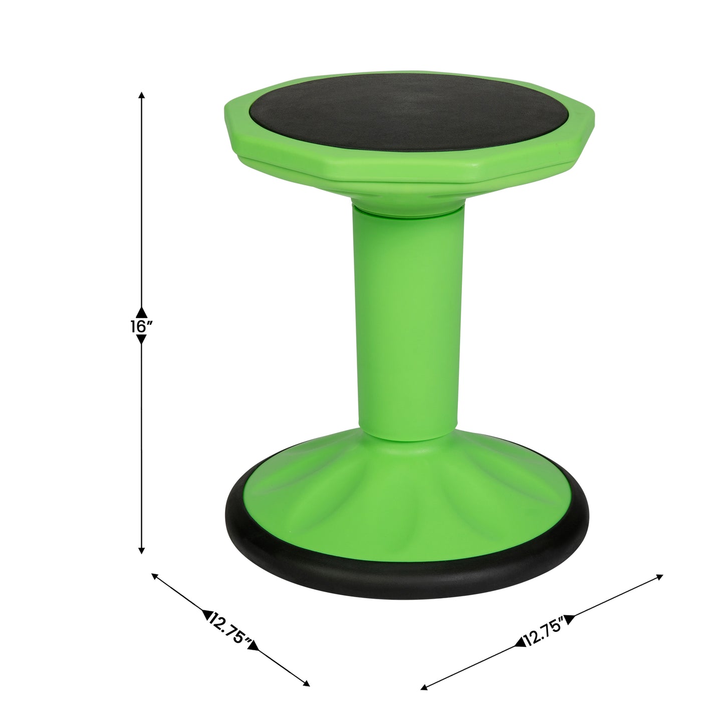 Lucas Fixed Height Kids Flexible Active Stool for Classroom and Home with Non-Skid Bottom in Green, 16" Seat Height Green BFT-9001F-16-GRN-GG